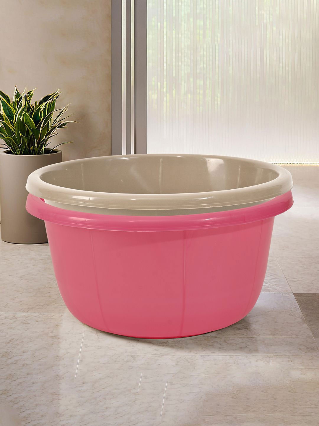

Kuber Industries Pink & Coffee Brown 2 Pieces Classic Matte Bath Tubs