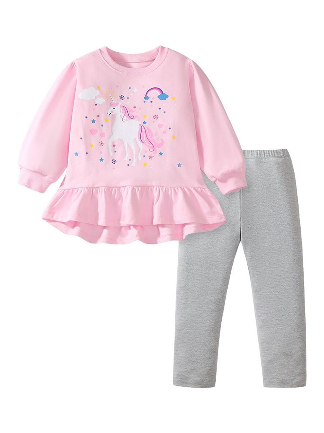 

StyleCast x Revolte Girls Printed Top with Leggings, Pink