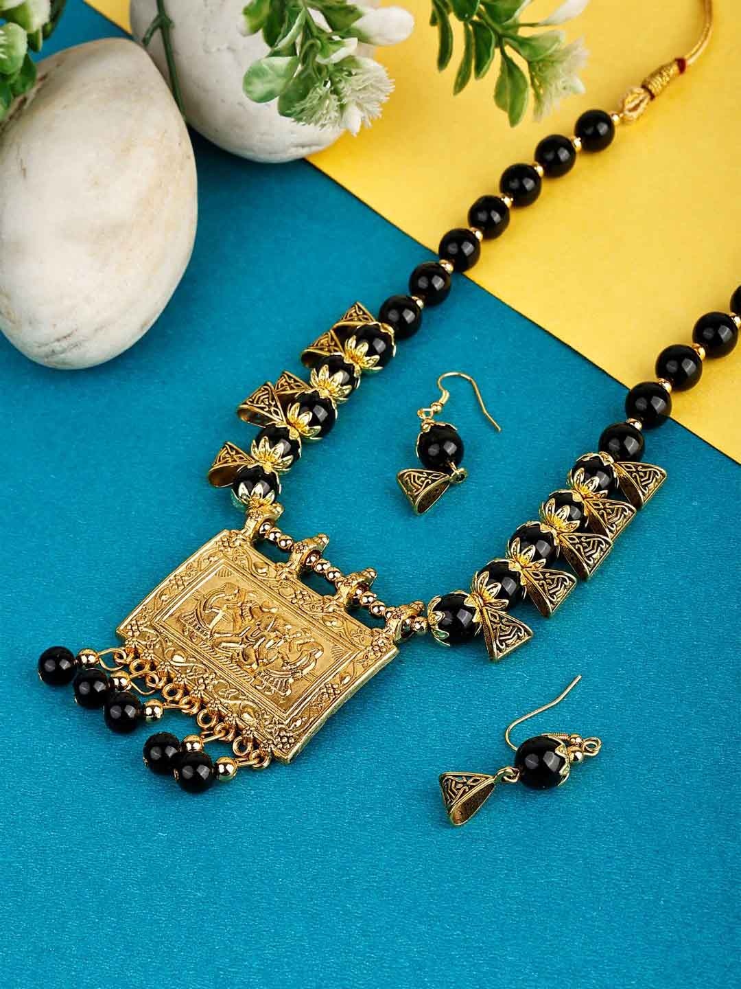 

SUNHARI Beaded Ganesha Jewellery Set, Gold