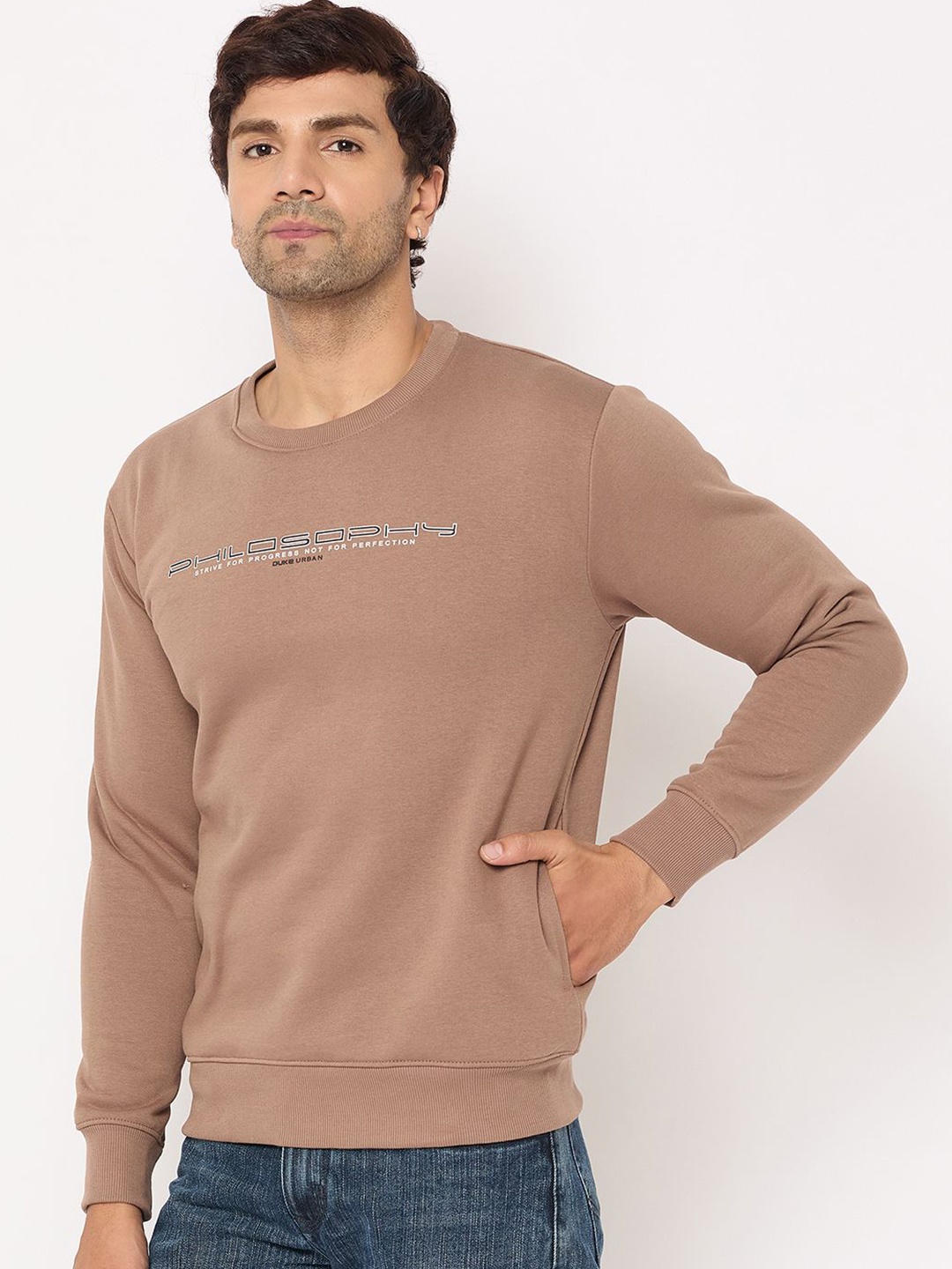 

Duke Men Round Neck Winter Sweatshirt, Brown