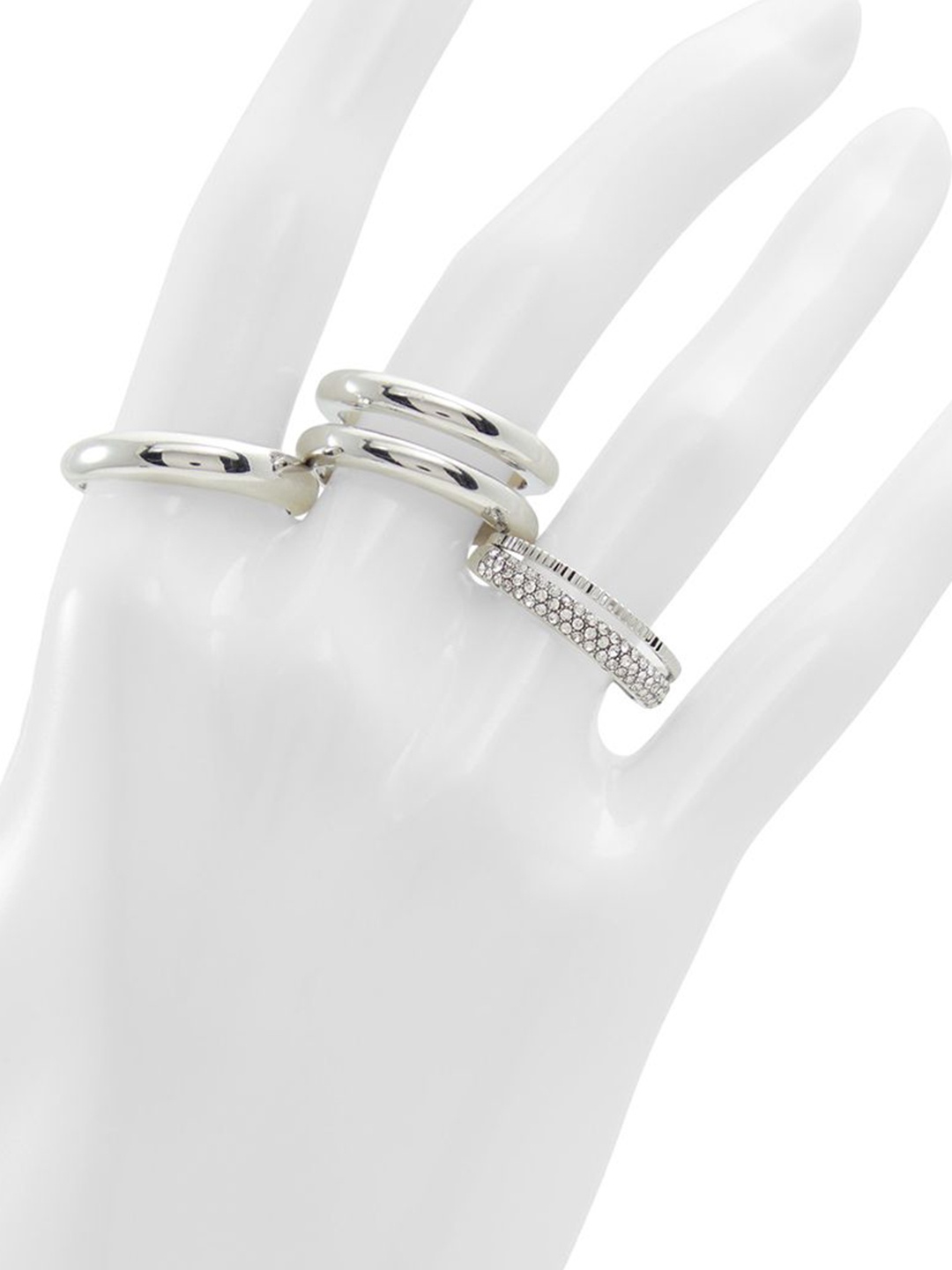 

ALDO Set Of 5 Silver-Plated Cubic Zirconia Studded Finger Rings