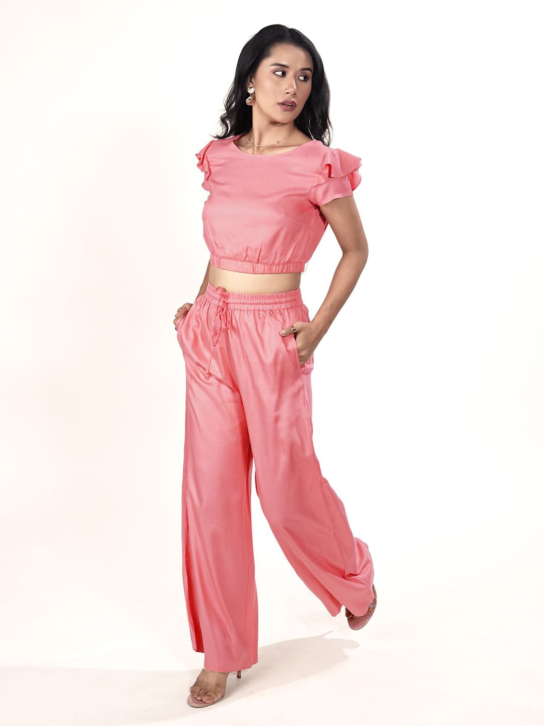 

Zink London Crop Top With Trousers, Coral