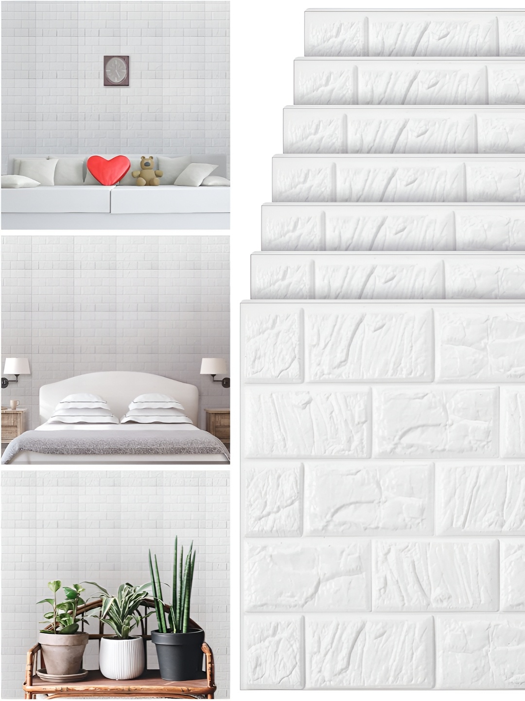 

Lukzer White Self Adhesive 3D Brick Wall Panels