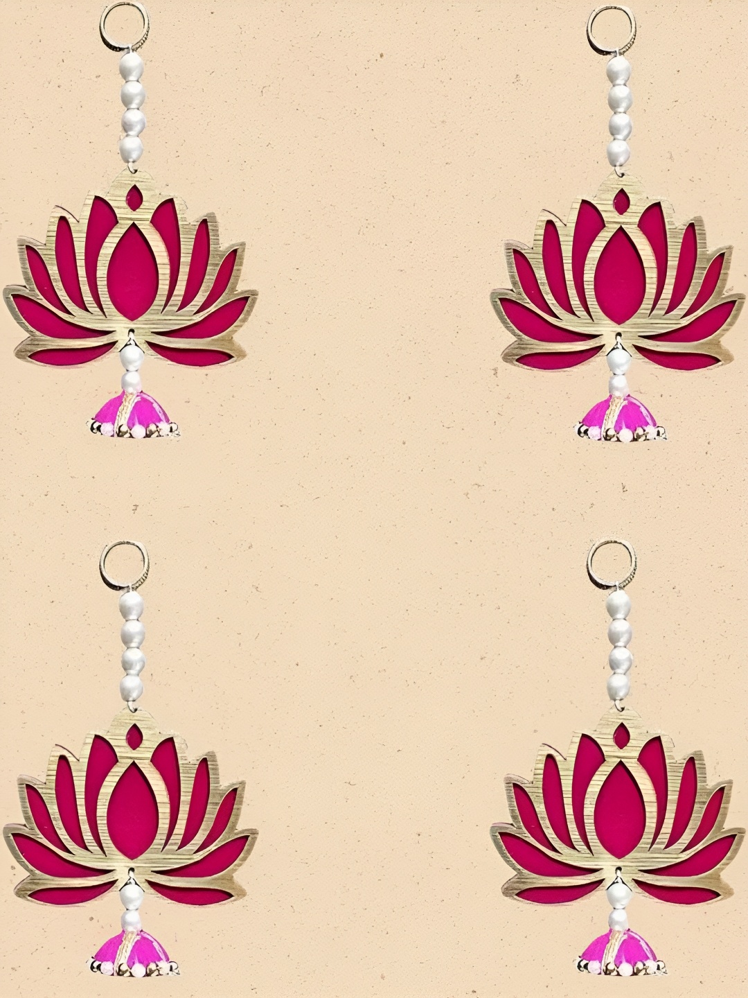 

The Advitya Gold-Toned & Pink 4 Pieces Fabric Lotus Wall Hanging Festive Decor