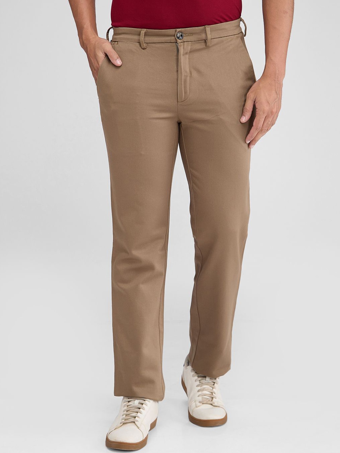 

ColorPlus Men Tailored Mid-Rise Regular Fit Trousers, Khaki