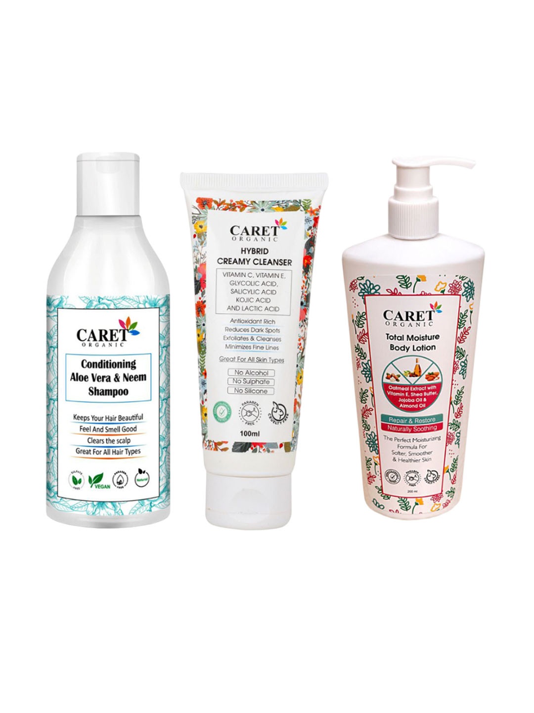 

CARET ORGANIC Set of 3 Bath & Body Combo, White