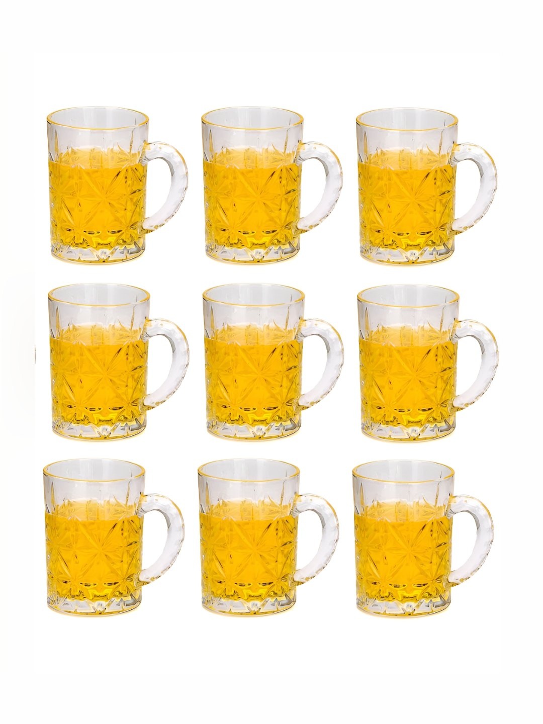 

1ST TIME Transparent 9 Pieces Textured Beer Glass-450ML Each