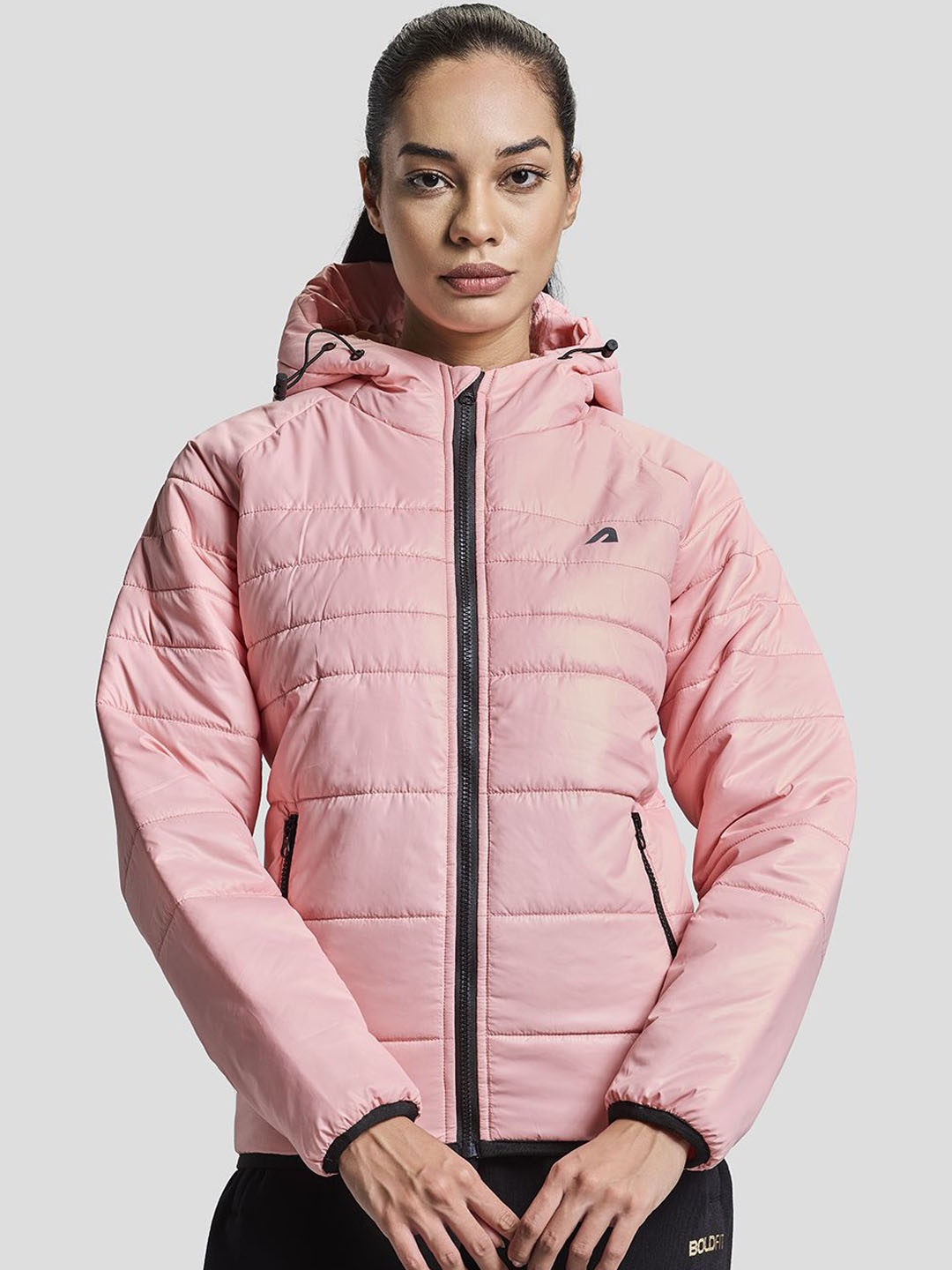 

BOLDFIT Women Hooded Solid Casual Puffer Jacket, Pink