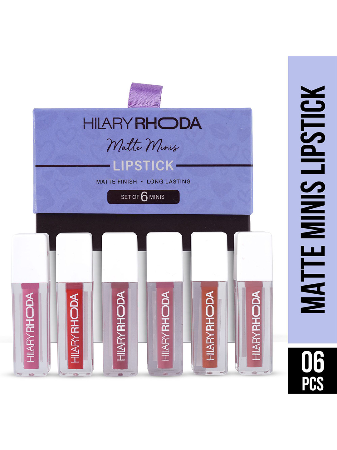 

Hilary Rhoda Set Of 6 Matte Minis Waterproof Liquid Lipstick with Cocoa Butter- 1.2ml Each, Pink