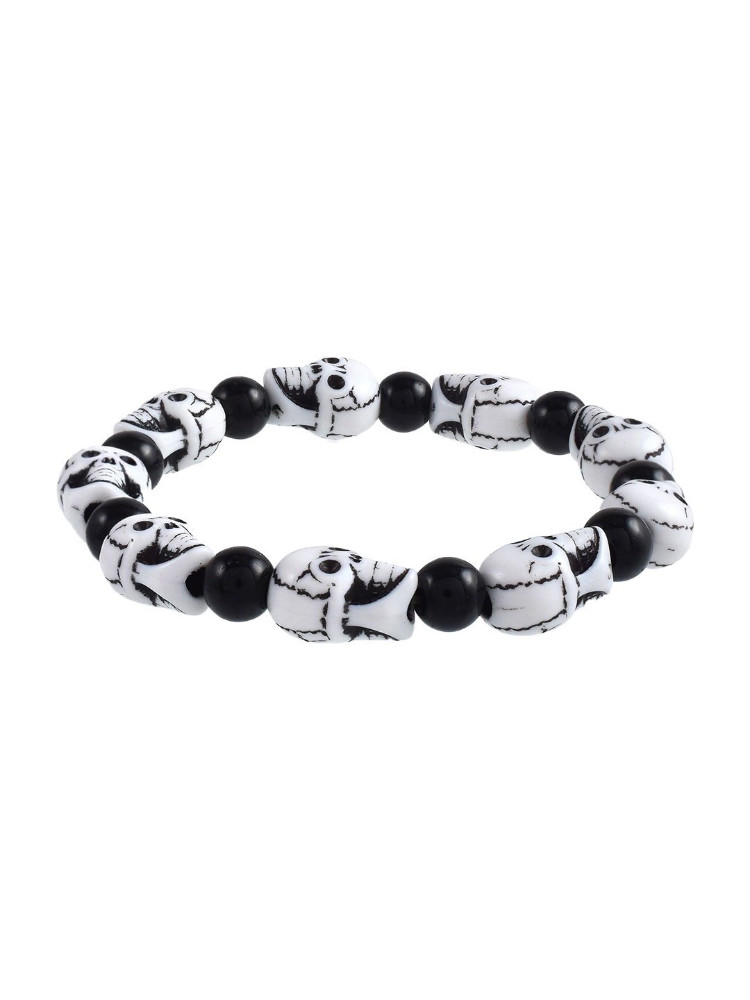 

MEMOIR Howlite Carved Studded Elasticated Bracelet, White