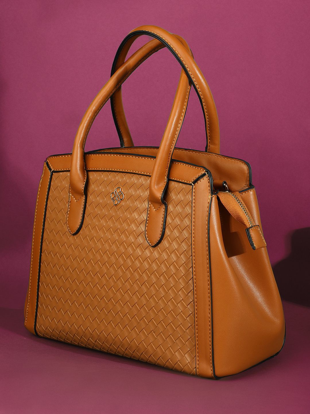 

Marie Claire Women Textured Solid Structured Handheld Bag, Brown