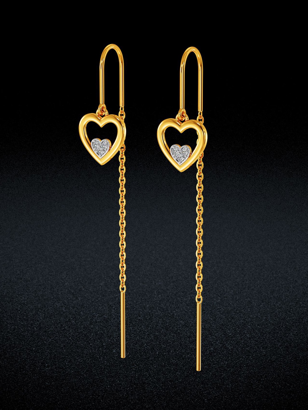 

Joyalukkas 22Kt Hearts Afloat Gold Plated AD Stone Studded Earrings