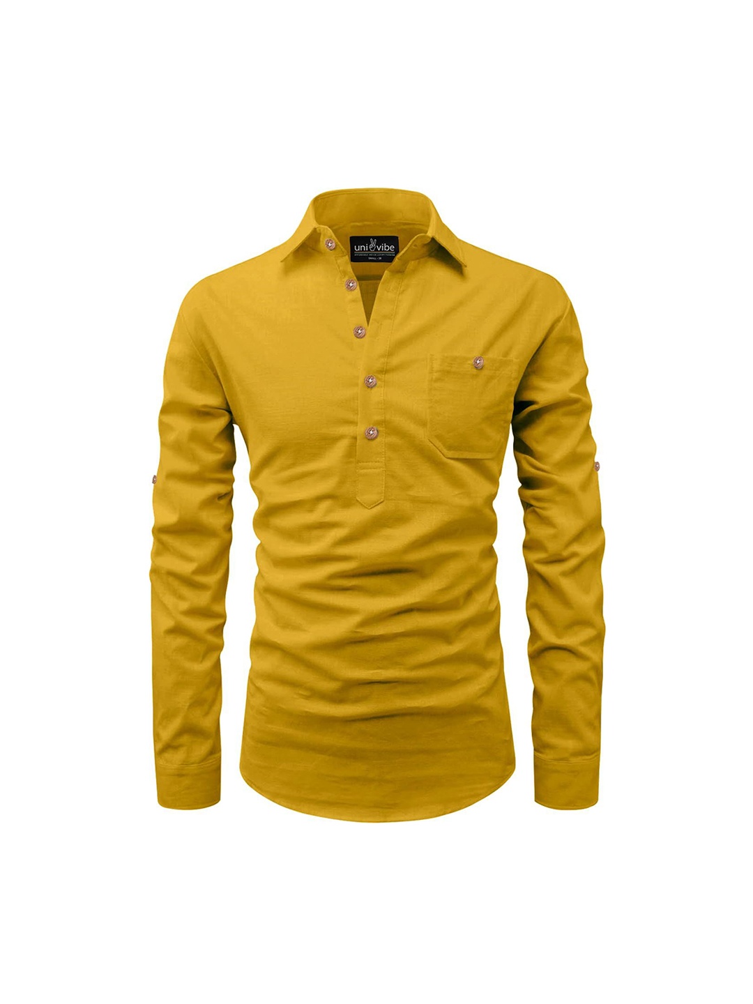 

univibe Men Kurta, Yellow