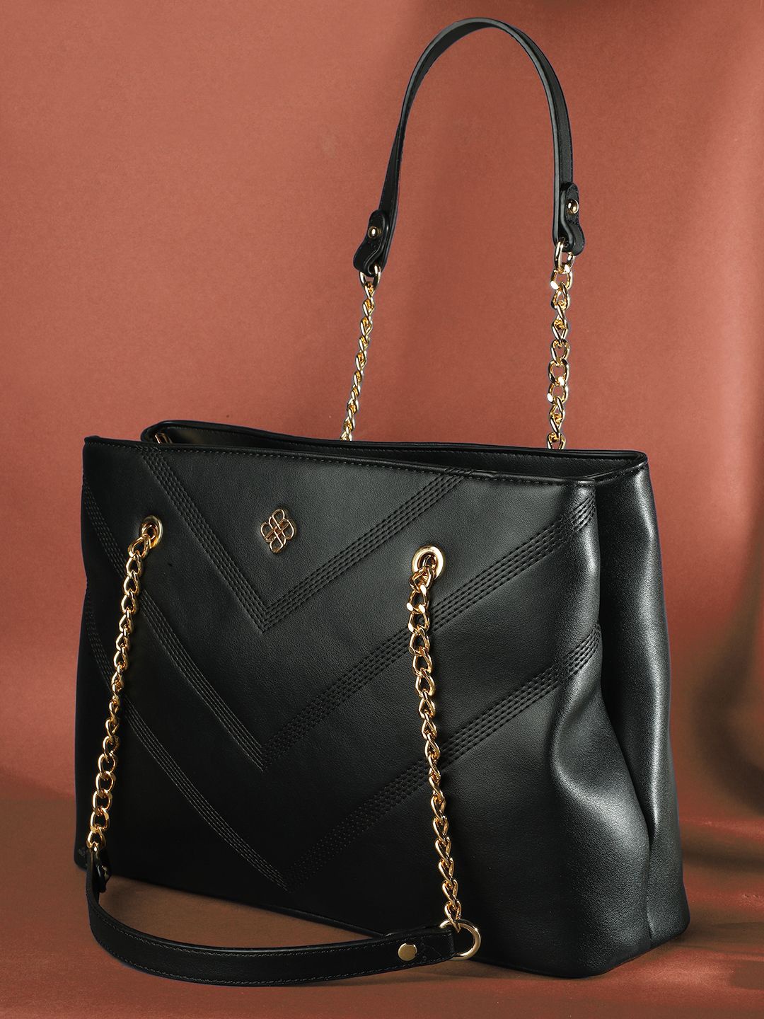 

Marie Claire Women Textured Solid Structured Shoulder Bag, Black