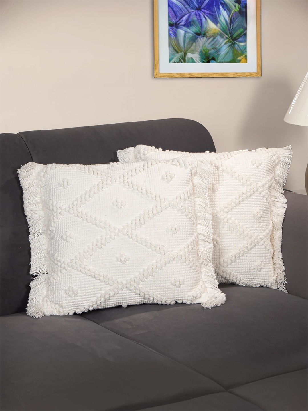 

Anko White 2 Pieces Geometric Embroidered Rectangle Cushion Covers