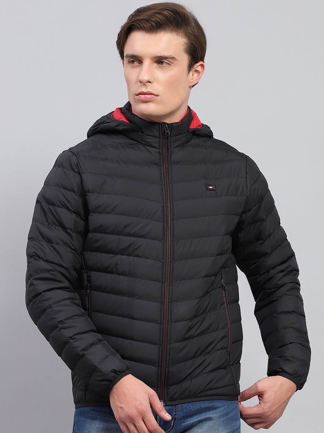 

Monte Carlo Men Hooded Solid Casual Puffer Jacket, Black