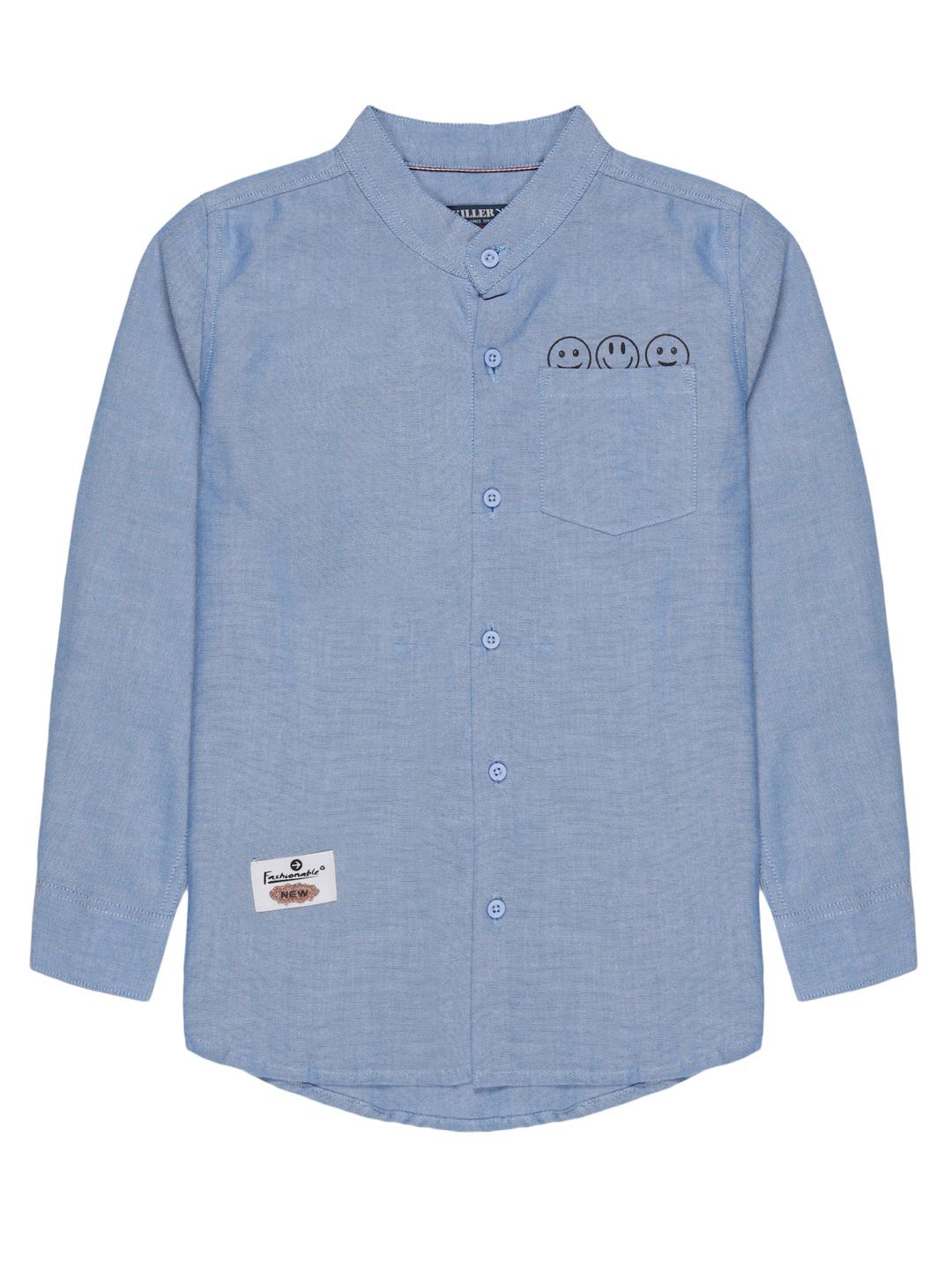 

Killer Boys Premium Band Collar Solid Cotton Casual Shirt, Blue