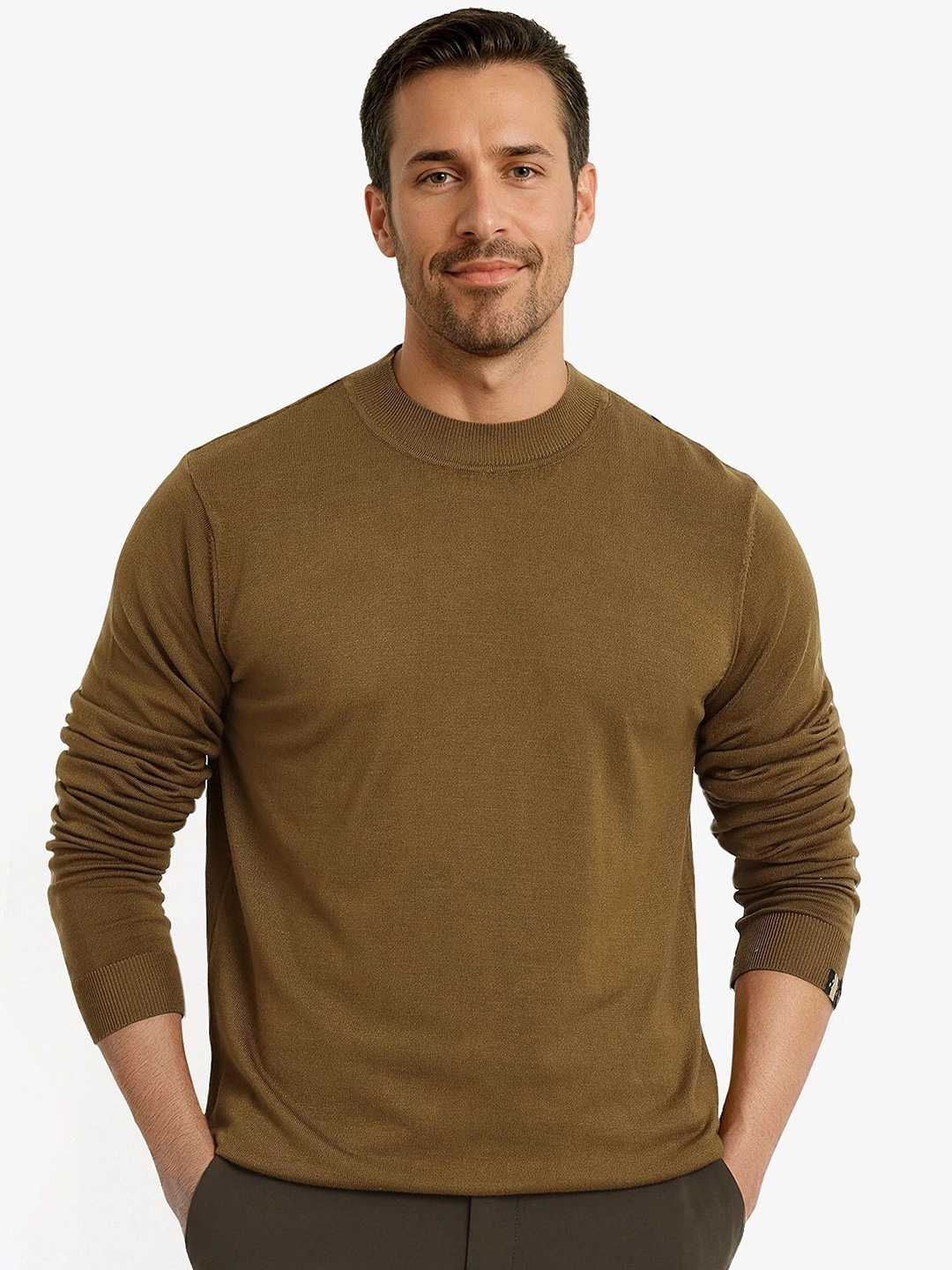 

RARE RABBIT Men Long Sleeves Pullover Sweater, Olive