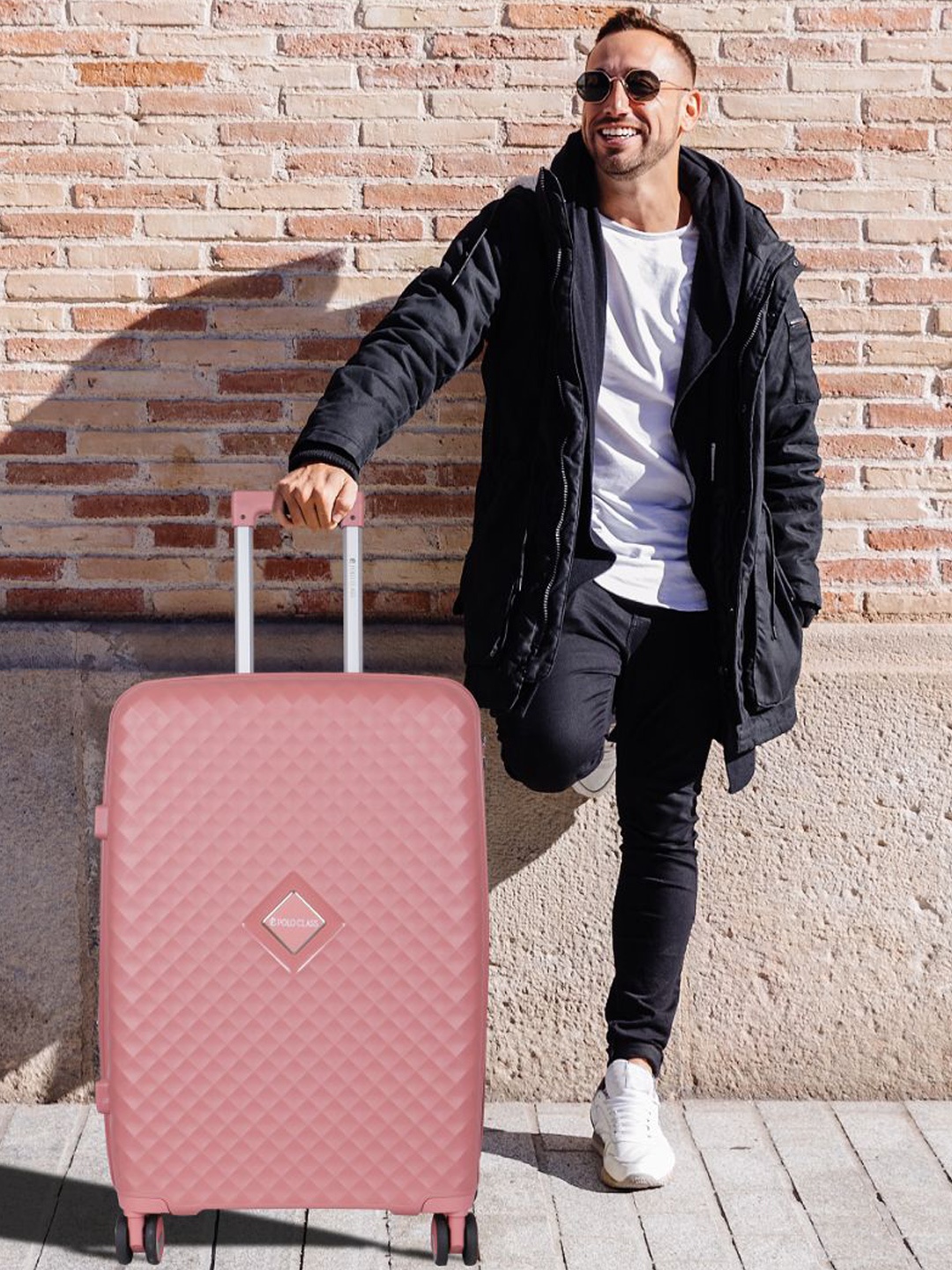 

Polo Class Set Of 2 Textured Hard-Sided Trolley Bag, Pink