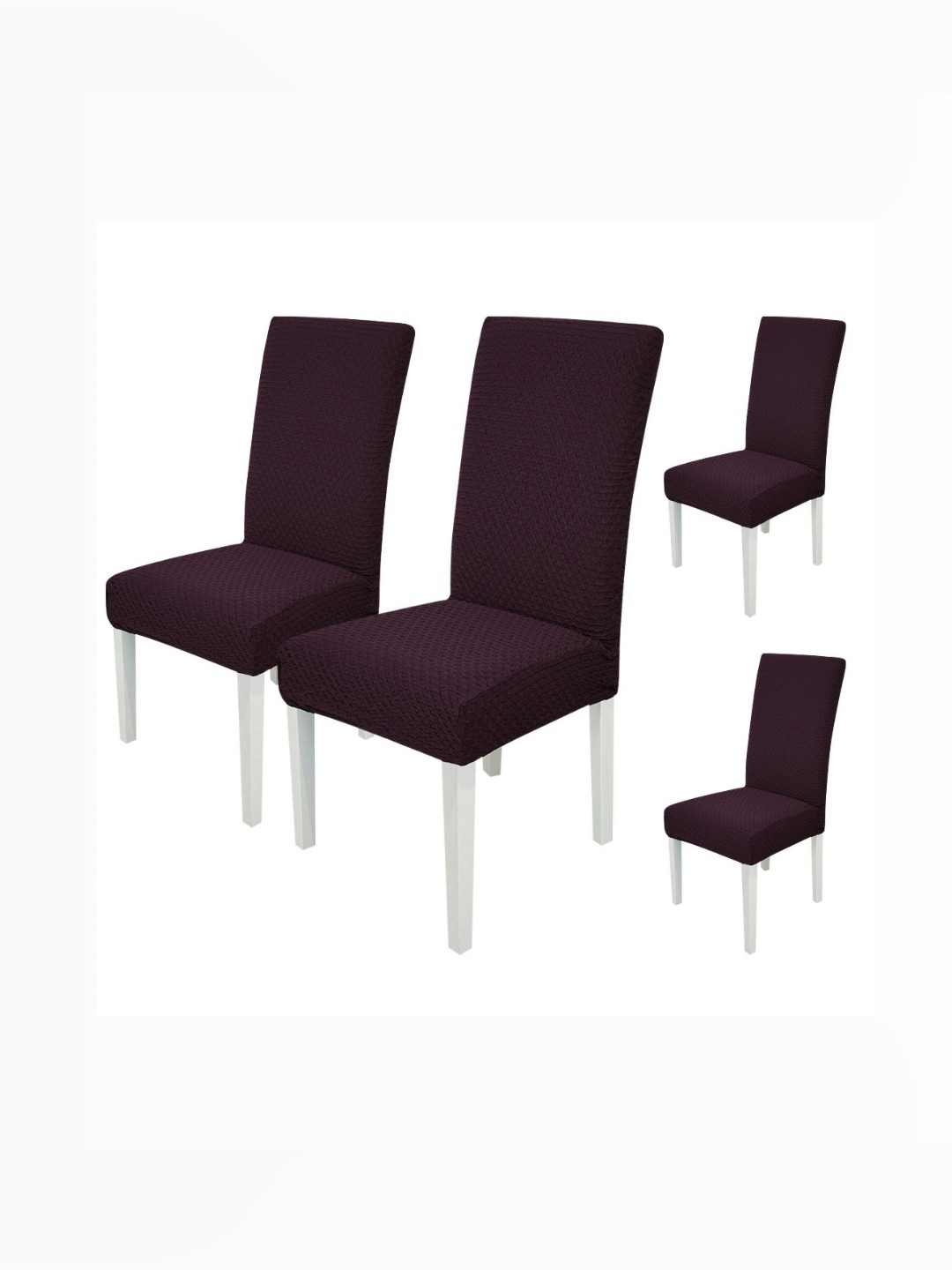 

HOUSE OF QUIRK Maroon 4 Pieces Textured Jacquard Removable & Washable Chair Covers