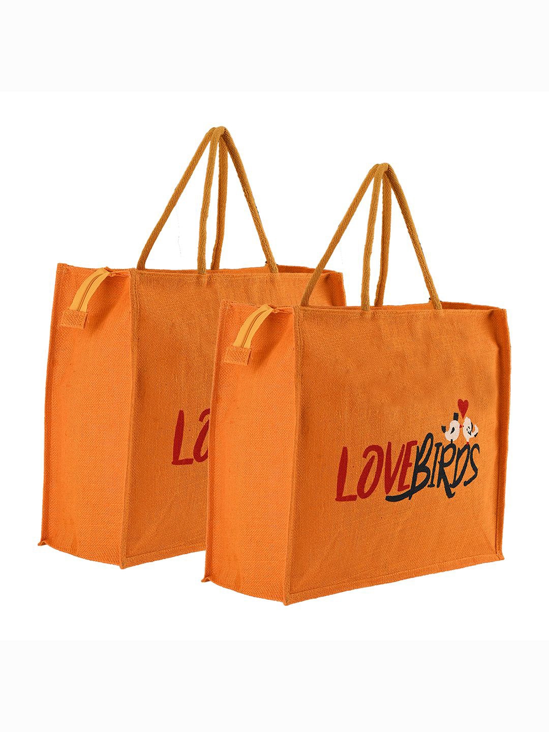 

Kuber Industries Unisex Pack Of 2 Typography Printed Shopper Handheld Bags, Orange