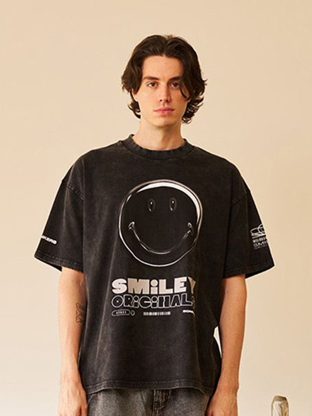 

Bonkers Corner Men Graphic Printed Round Neck Cotton Oversized T-shirt, Black