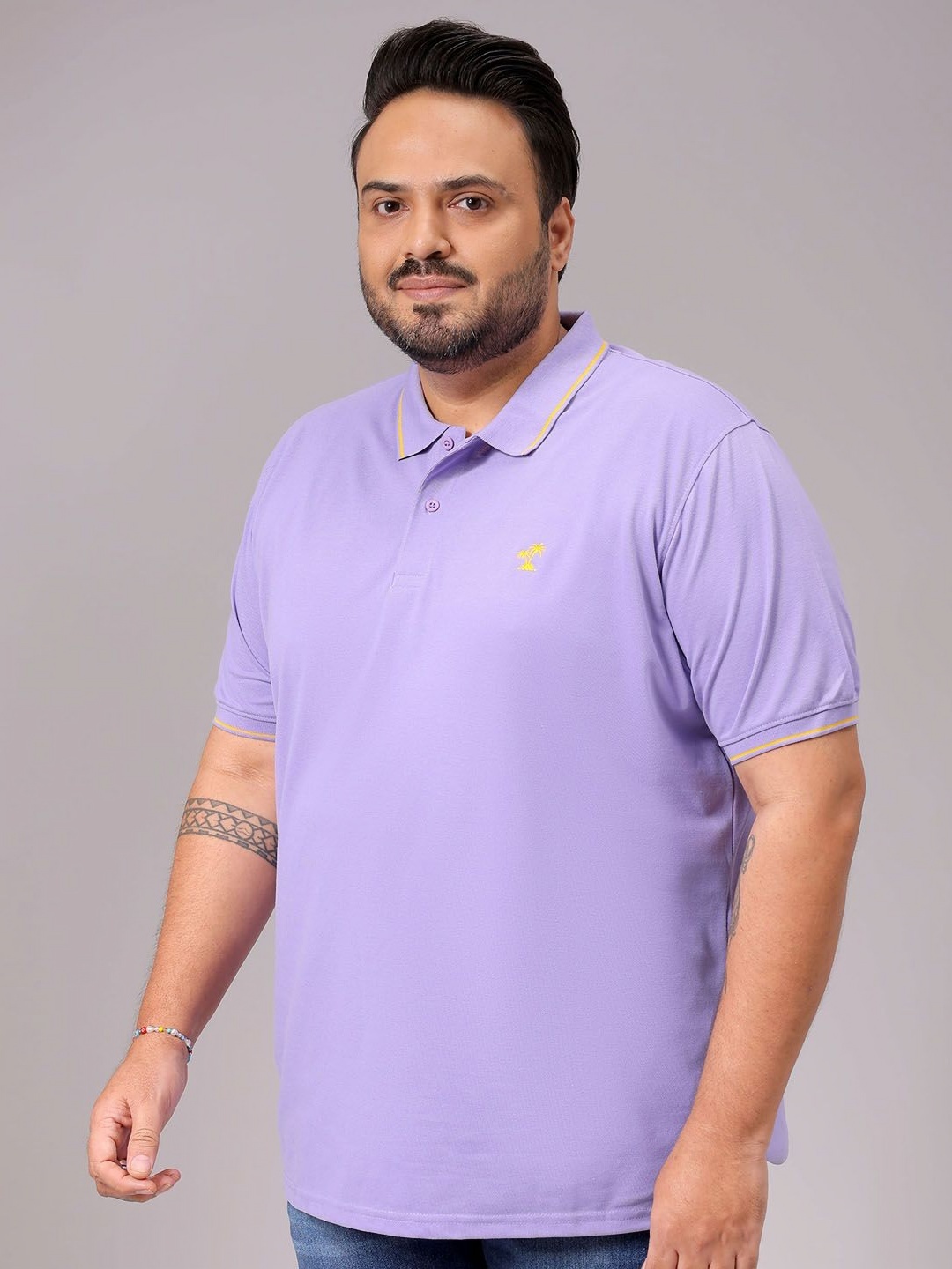 

Hardsoda by The Indian Garage CoMen Solid Polo Collar Cotton T-shirt, Purple