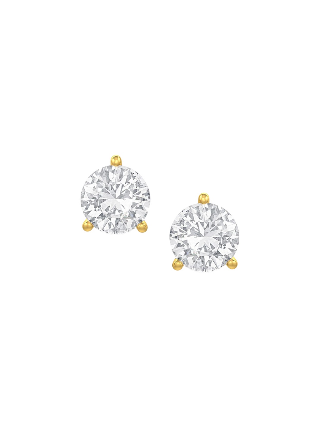 

MISS JO 925 Sterling Silver Gold-Plated Cubic Zirconia Stone Studded Round Shaped Studs