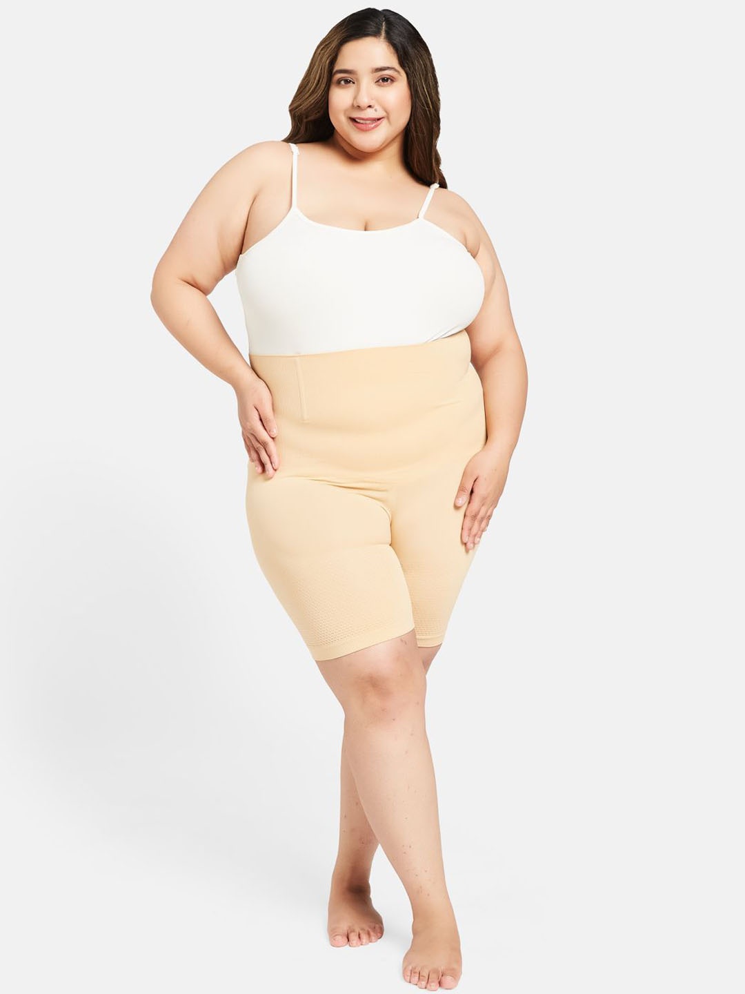

Curves By ZeroKaata Women Plus Size Seamless High Rise Tummy and Thigh Shapewear, Nude