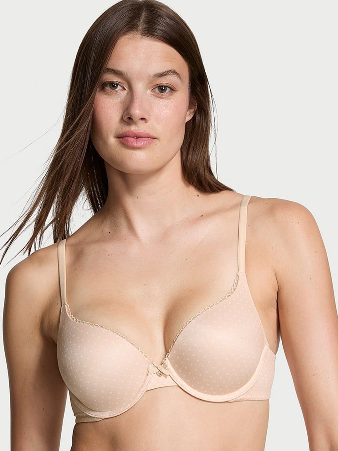 

Victoria's Secret Polka Dot Bra Full Coverage Underwired Lightly Padded, Beige