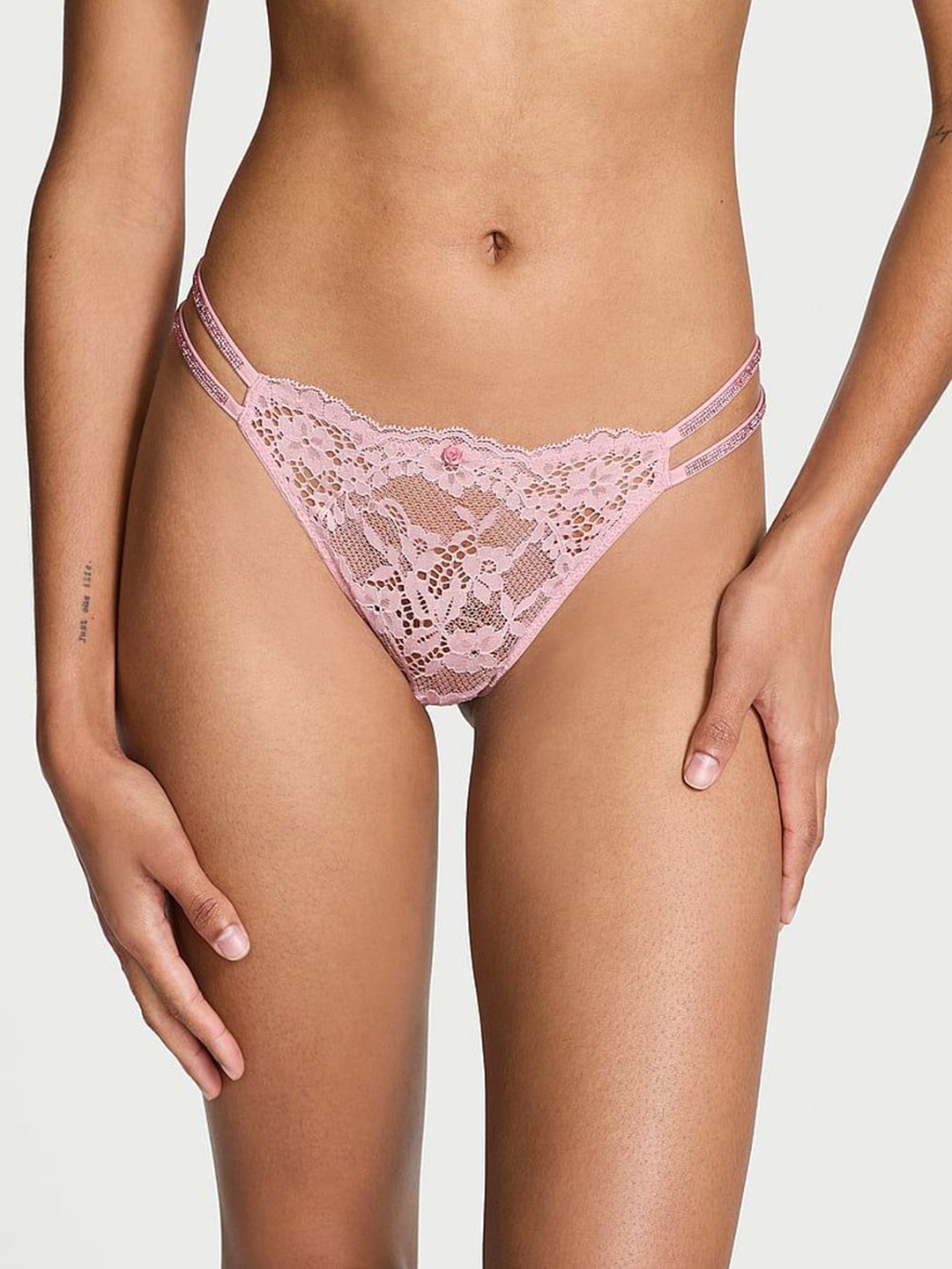 

Victoria's Secret Women Strap Lace Basic Bikini Panty, Pink