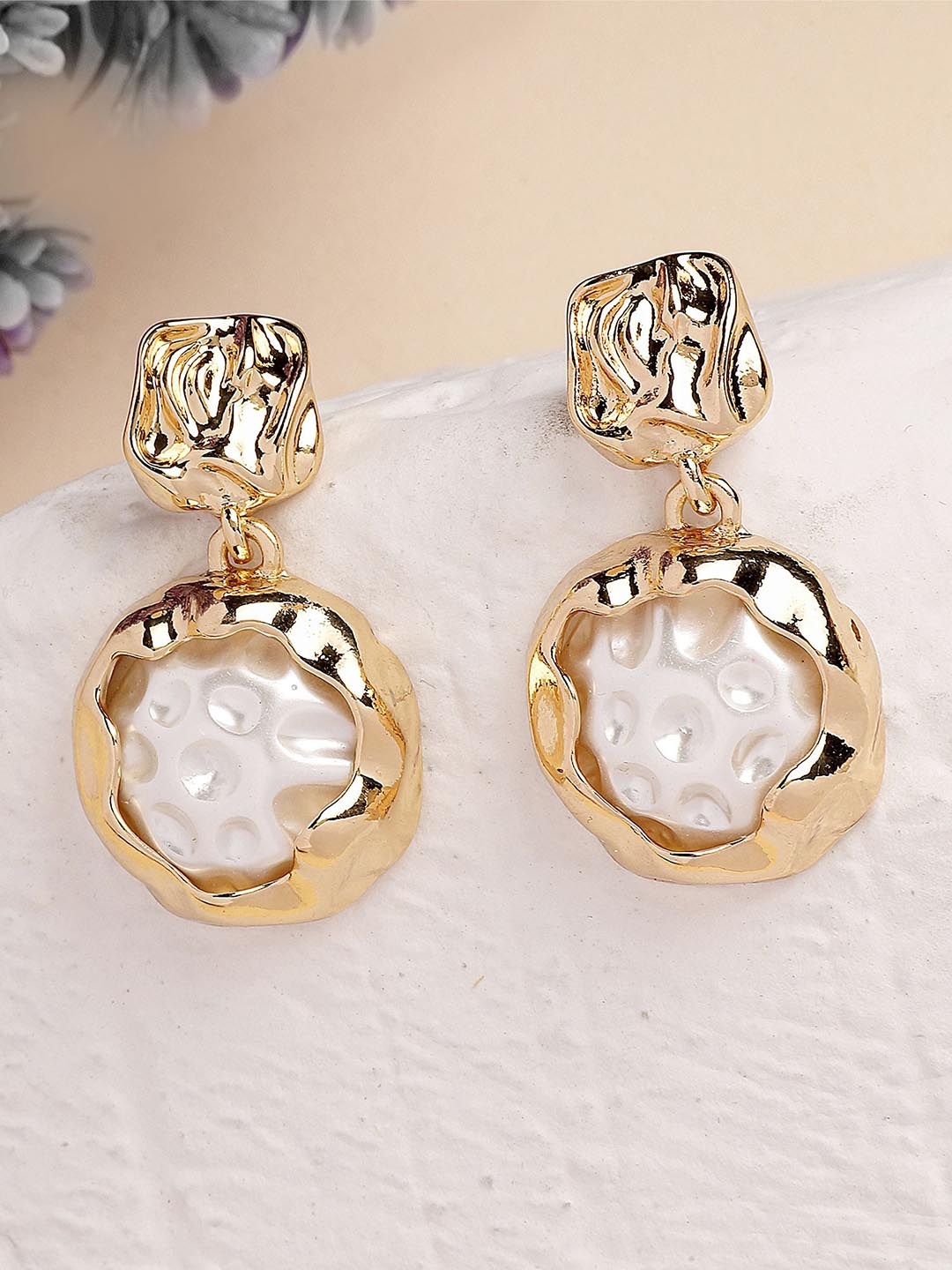 

Bohey by KARATCART Gold Plated Contemporary Drop Earrings