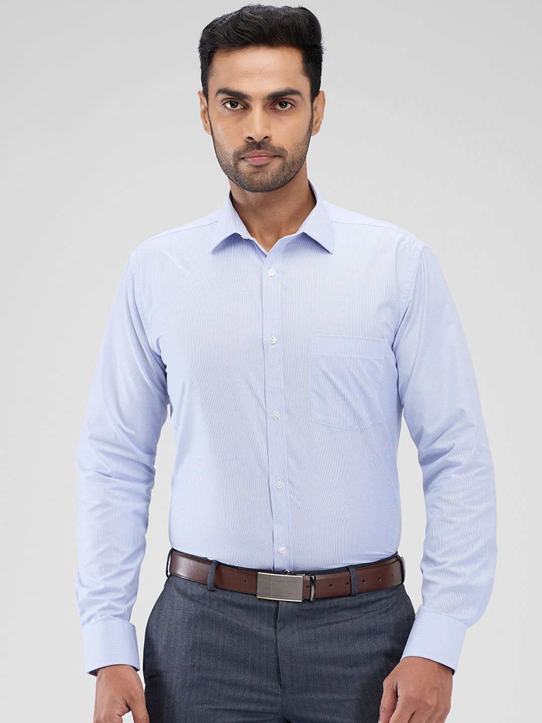 

Parx Men Spread Collar Solid Slim Fit Formal Shirt, Blue