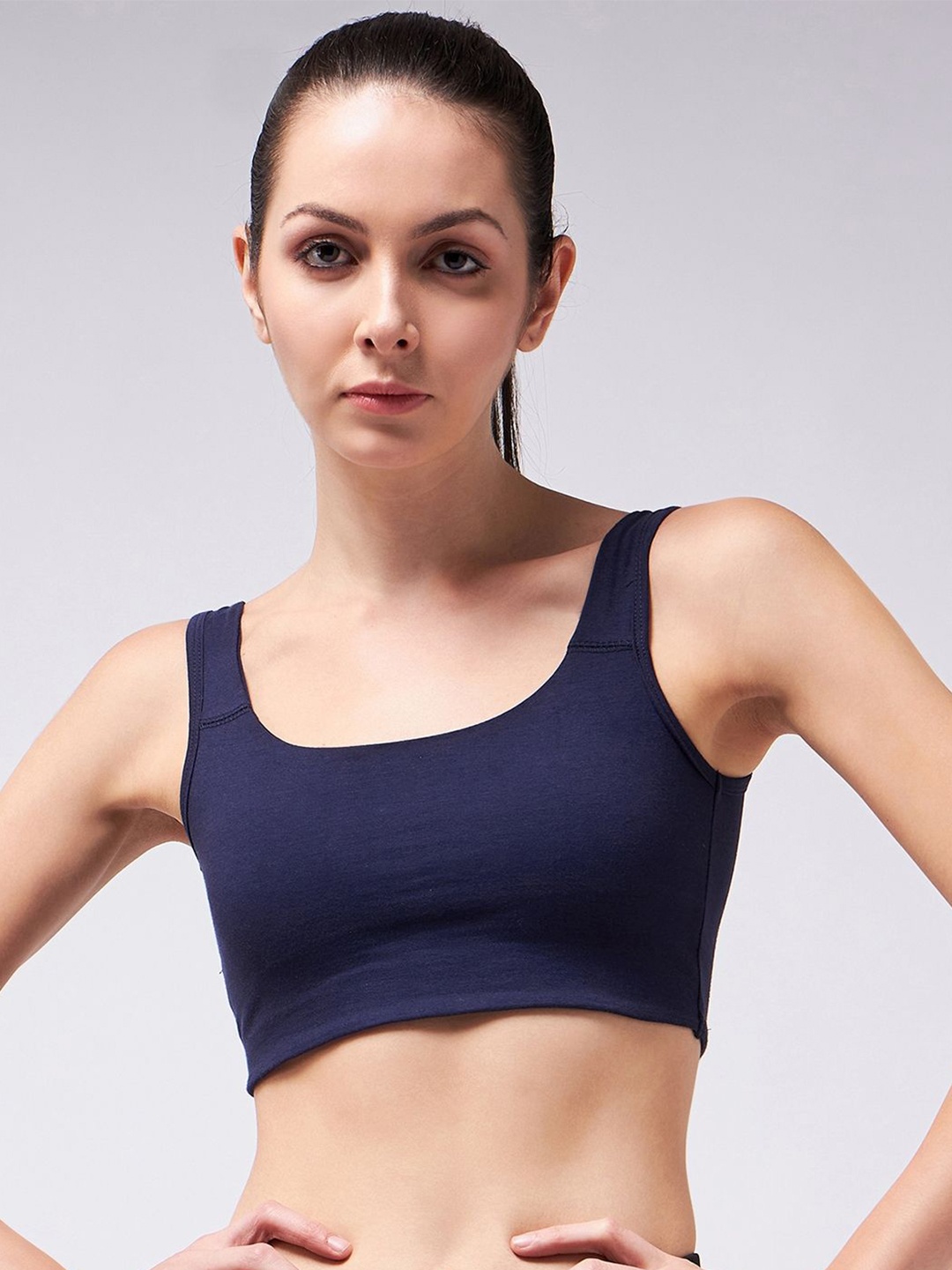 

COLOR CAPITAL Women Cotton Bralette Crop Top, Navy blue