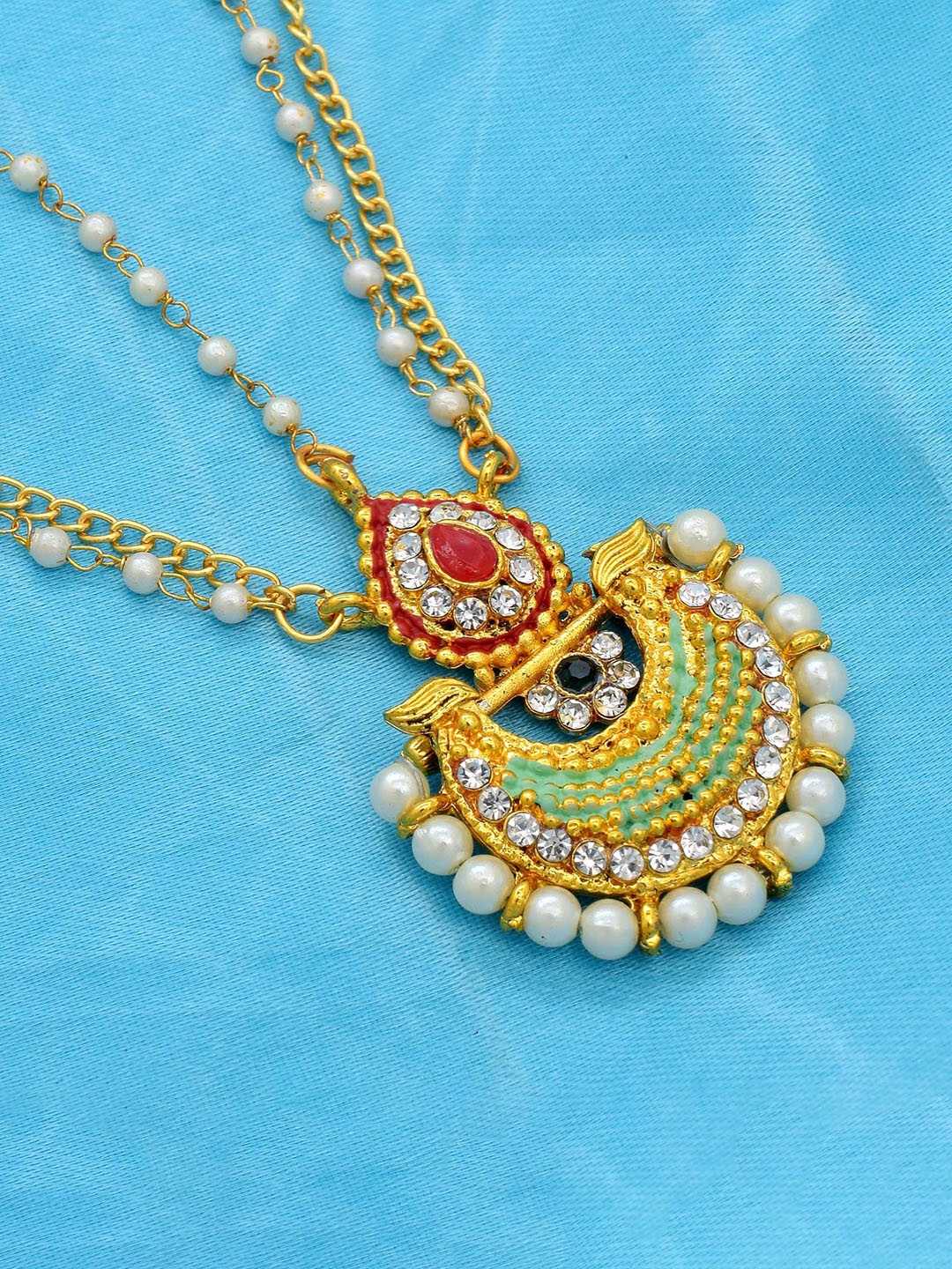 

MEMOIR Gold-Plated Pearls Studded Maang Tikka