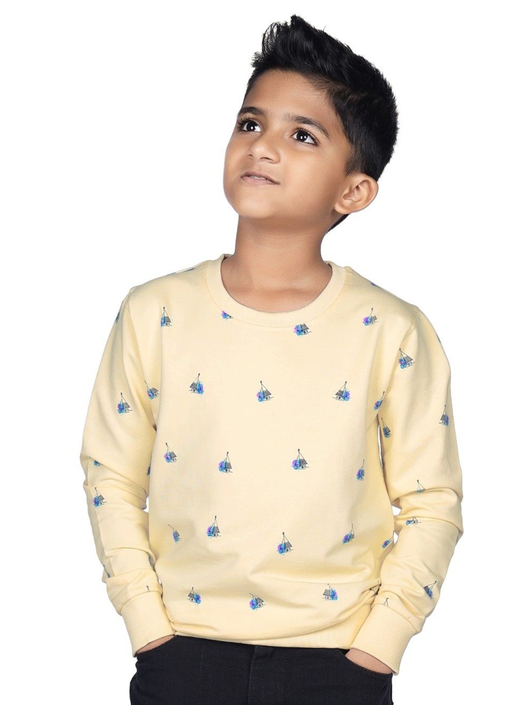 

CRAZYPENGUIN ELITE Boys Printed Pullover Cotton Sweatshirt, Yellow