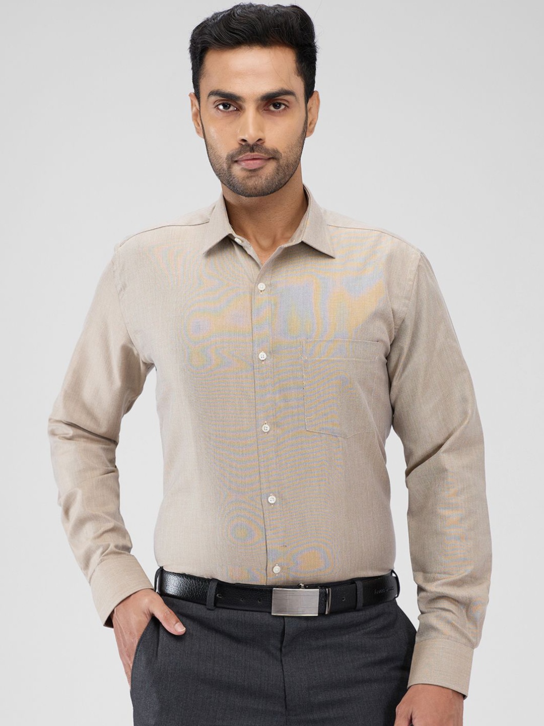 

Parx Men Spread Collar Solid Slim Fit Formal Shirt, Brown
