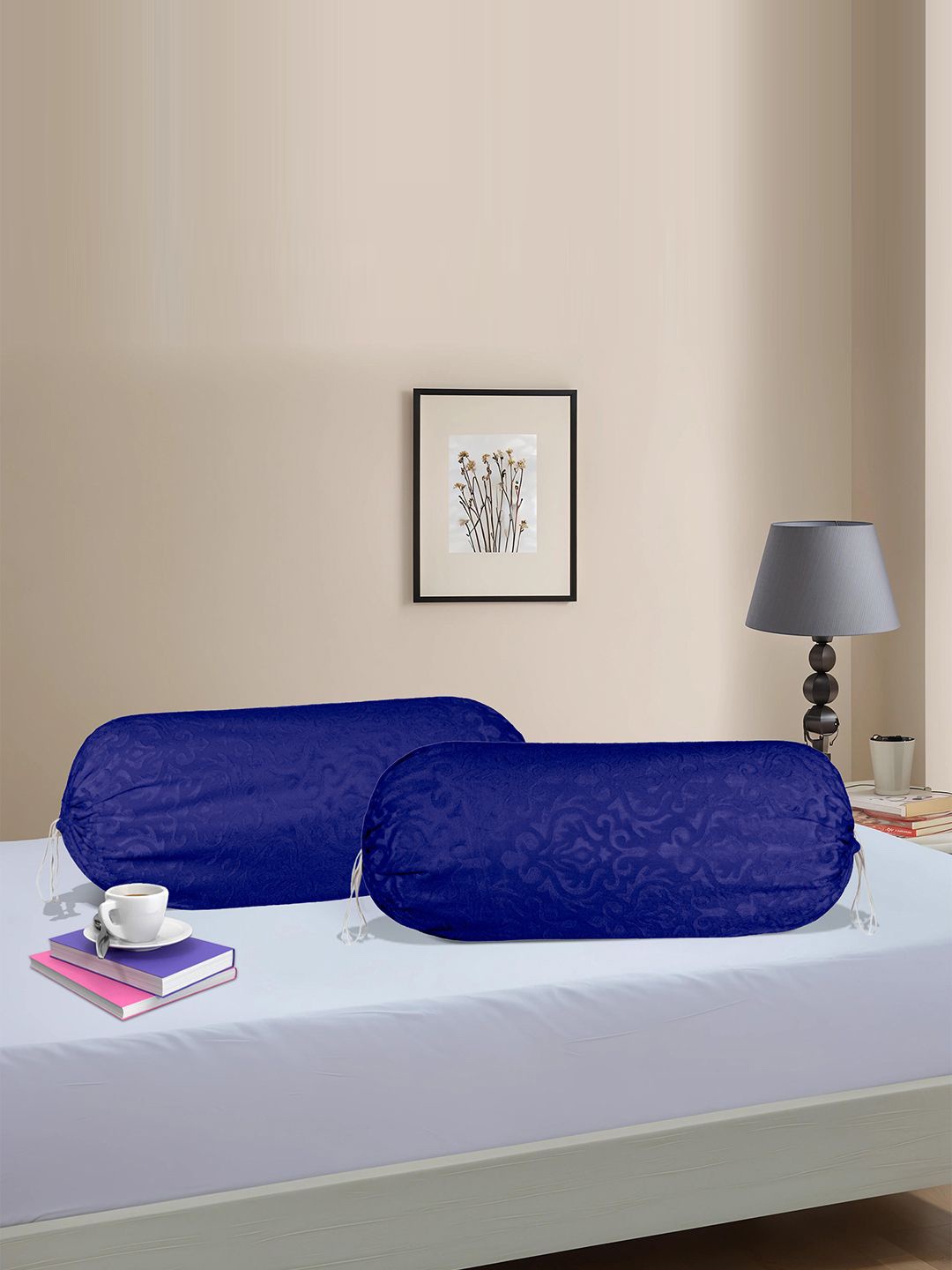 

Kuber Industries Blue 2 Pieces Self-Designed Bolster Covers