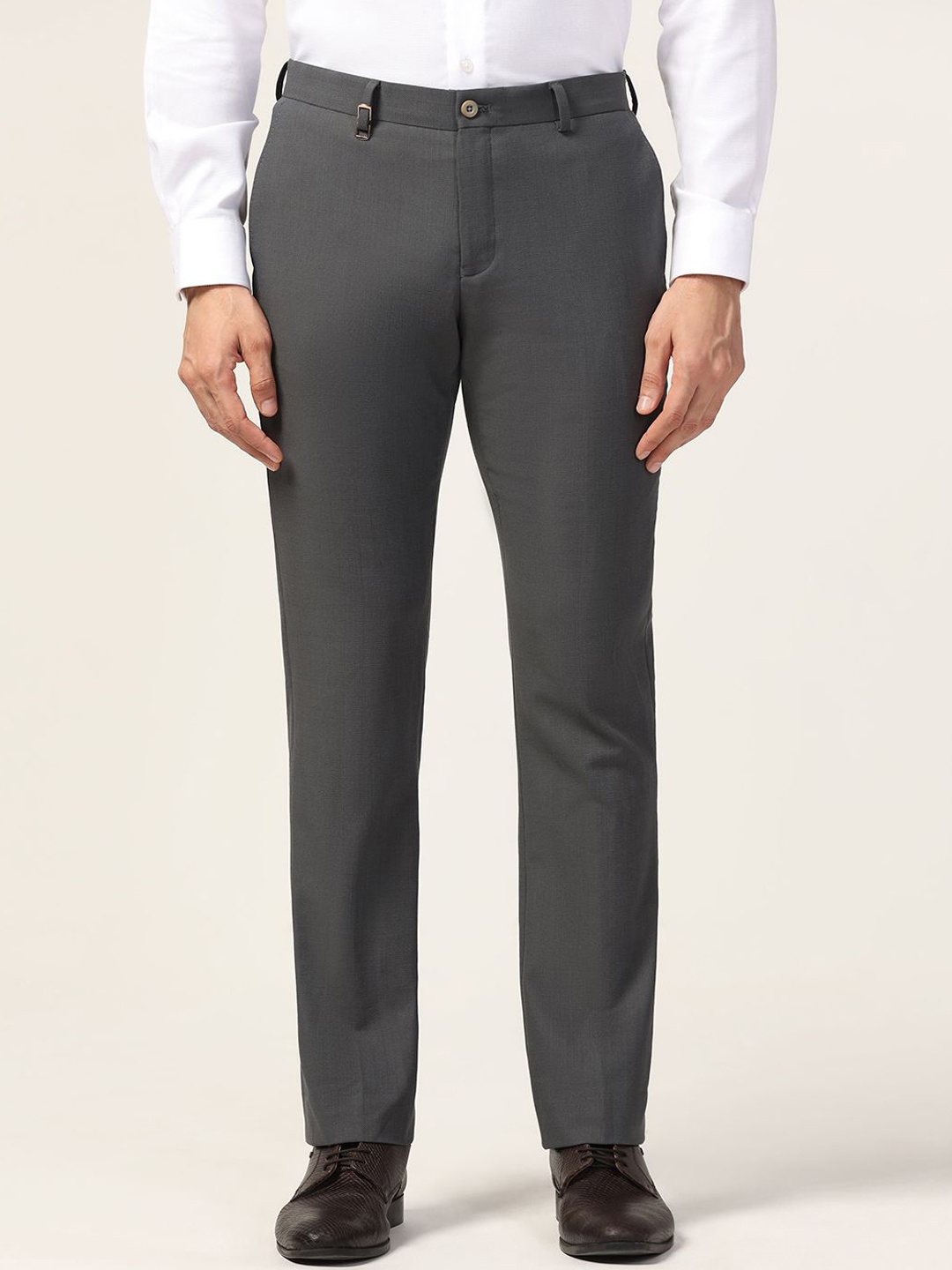 

Blackberrys Men Mid-Rise Slim Fit Formal Trousers, Grey