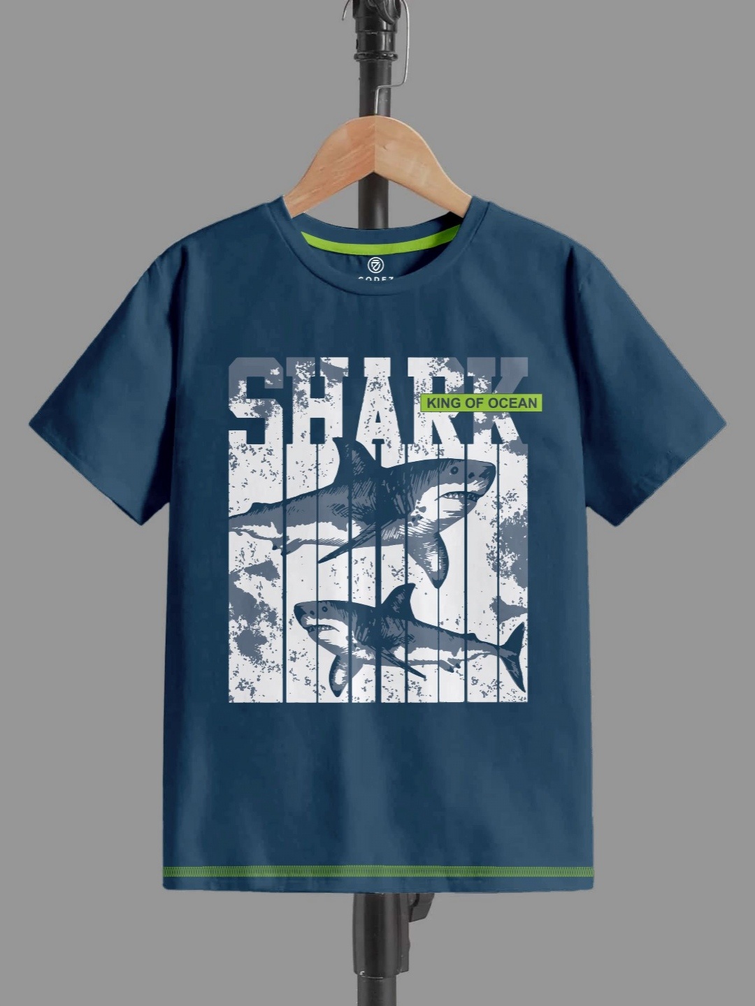 

CODEZ Boys Self Design Round Neck Pure Cotton T-shirt, Navy blue