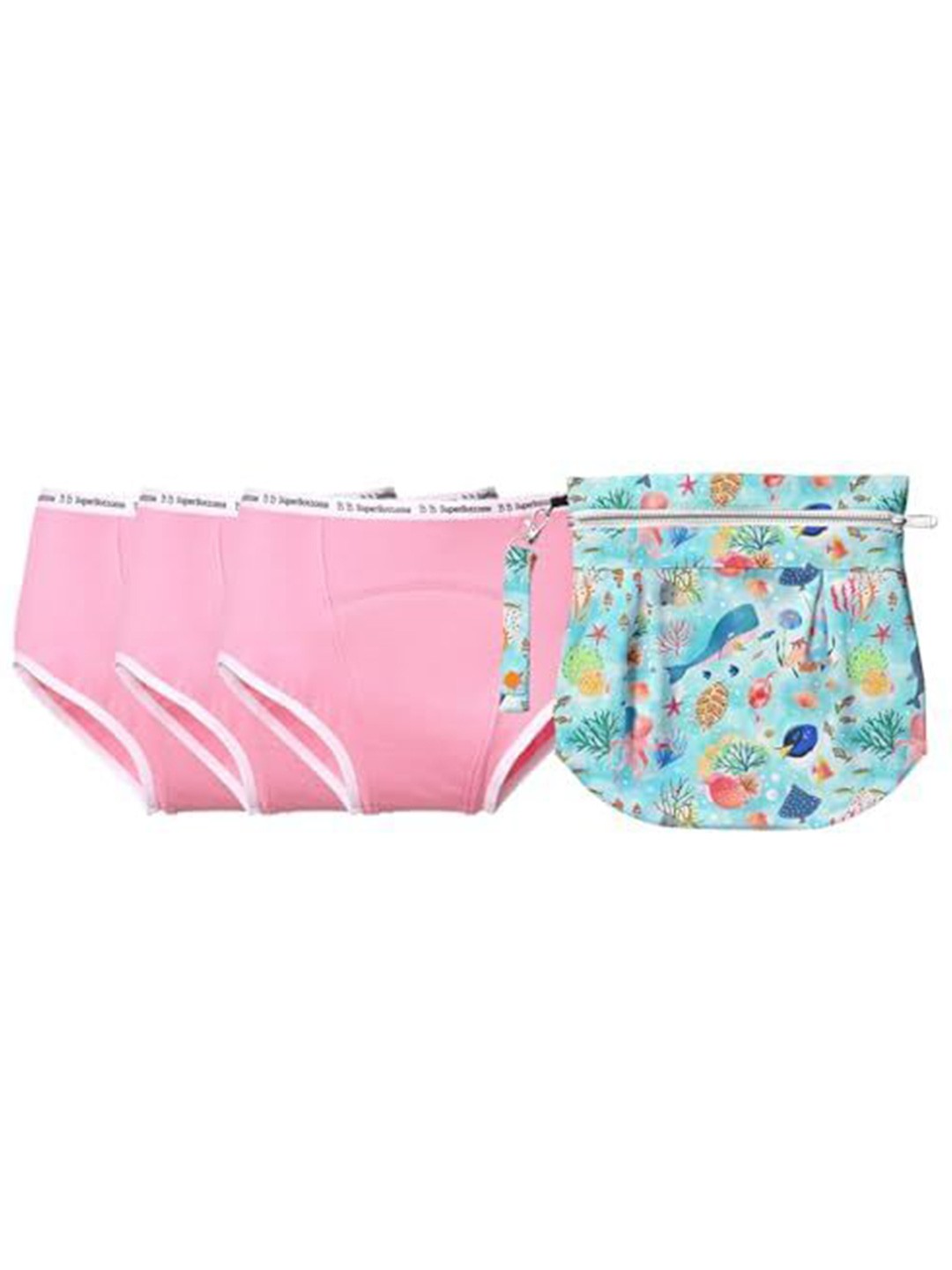 

Super Bottoms Pack of 4 Max Absorb Period Underwear High Waist Leak-Free, Pink