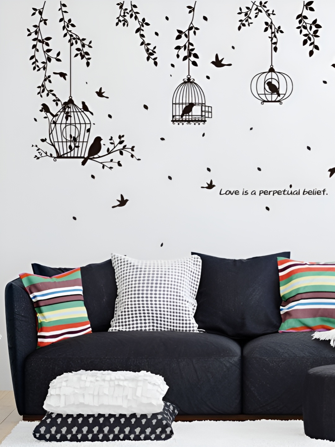 

Asian royal Brown Birds & Cage Printed Waterproof Wall Sticker