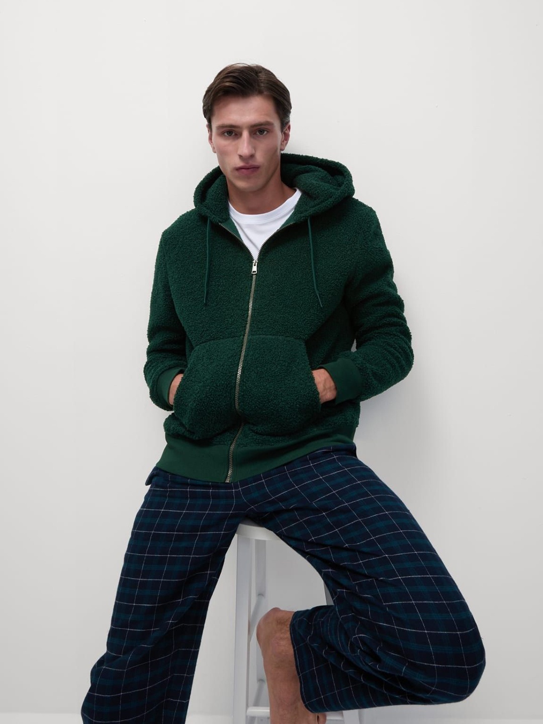 

Marks & Spencer Men Solid Hood Front-Open Sweatshirt, Green