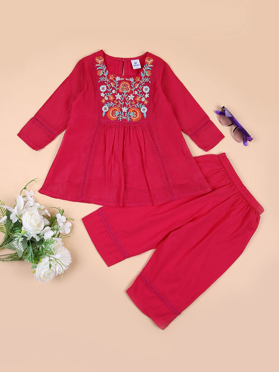 

V-Mart Unisex Kids Printed Tunic with Trousers, Fuchsia
