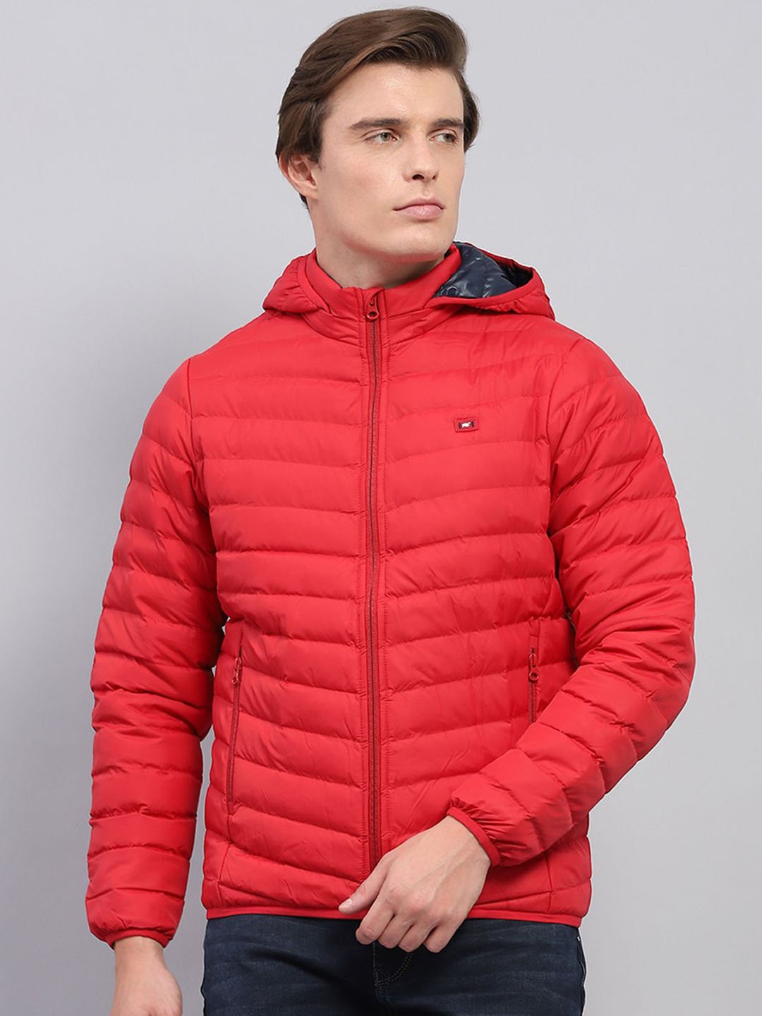 

Monte Carlo Men Hooded Solid Casual Puffer Jacket, Red