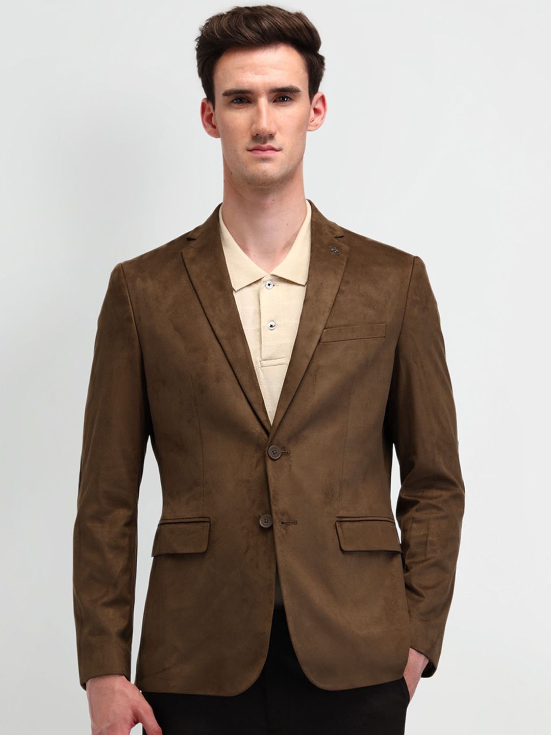 

Arrow Single Breasted Notched Lapel Slim-Fit Blazer, Khaki