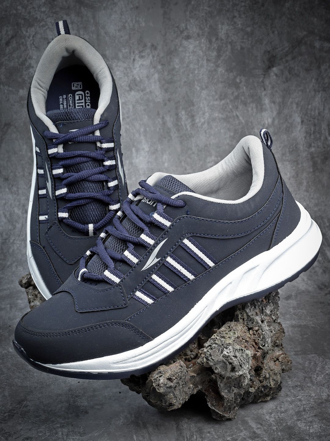 

ASIAN Men Running Lace-Ups Non-Marking Shoes, Navy blue
