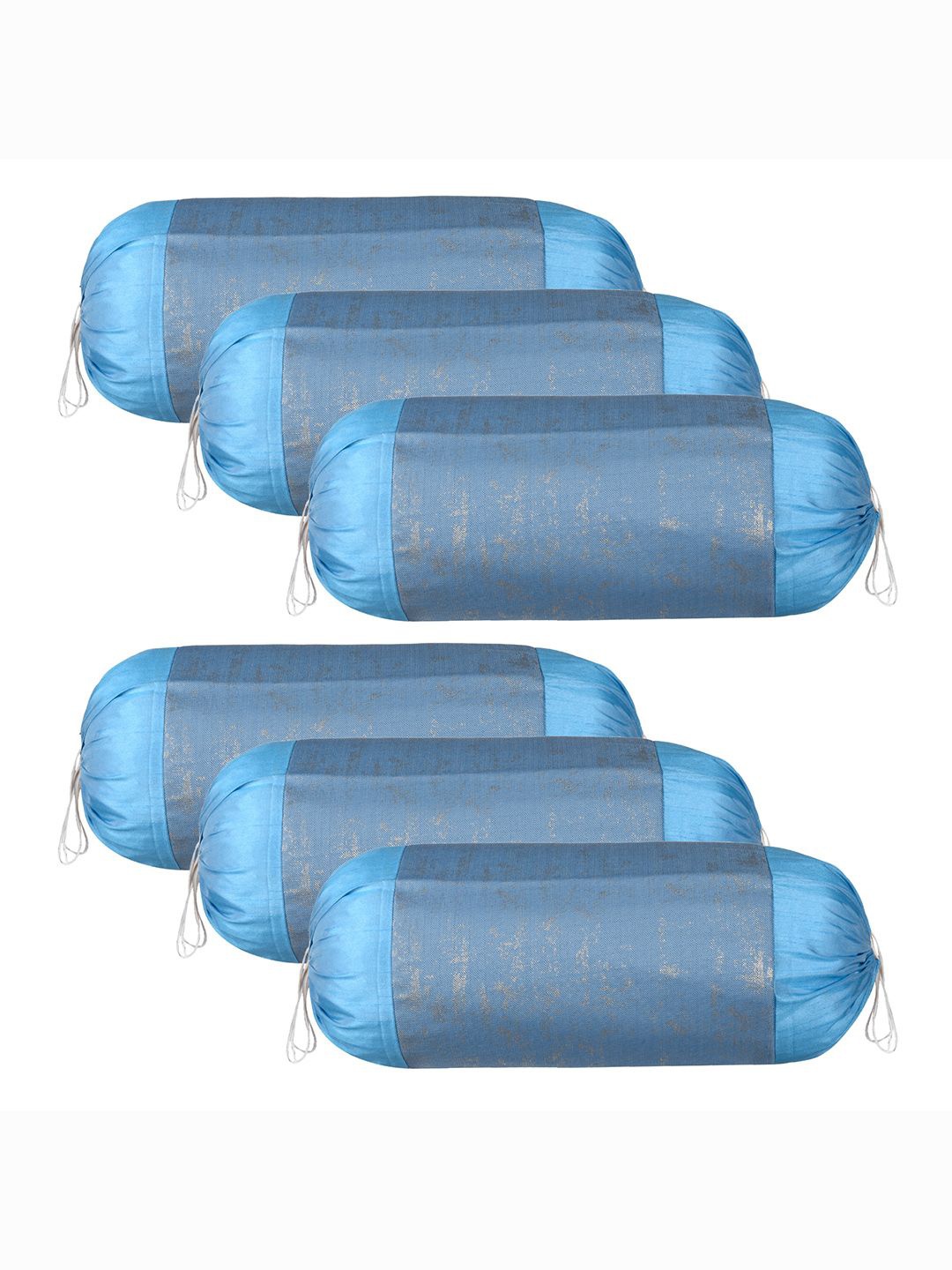 

Kuber Industries 6Pcs Blue & Grey Printed Bolster Covers