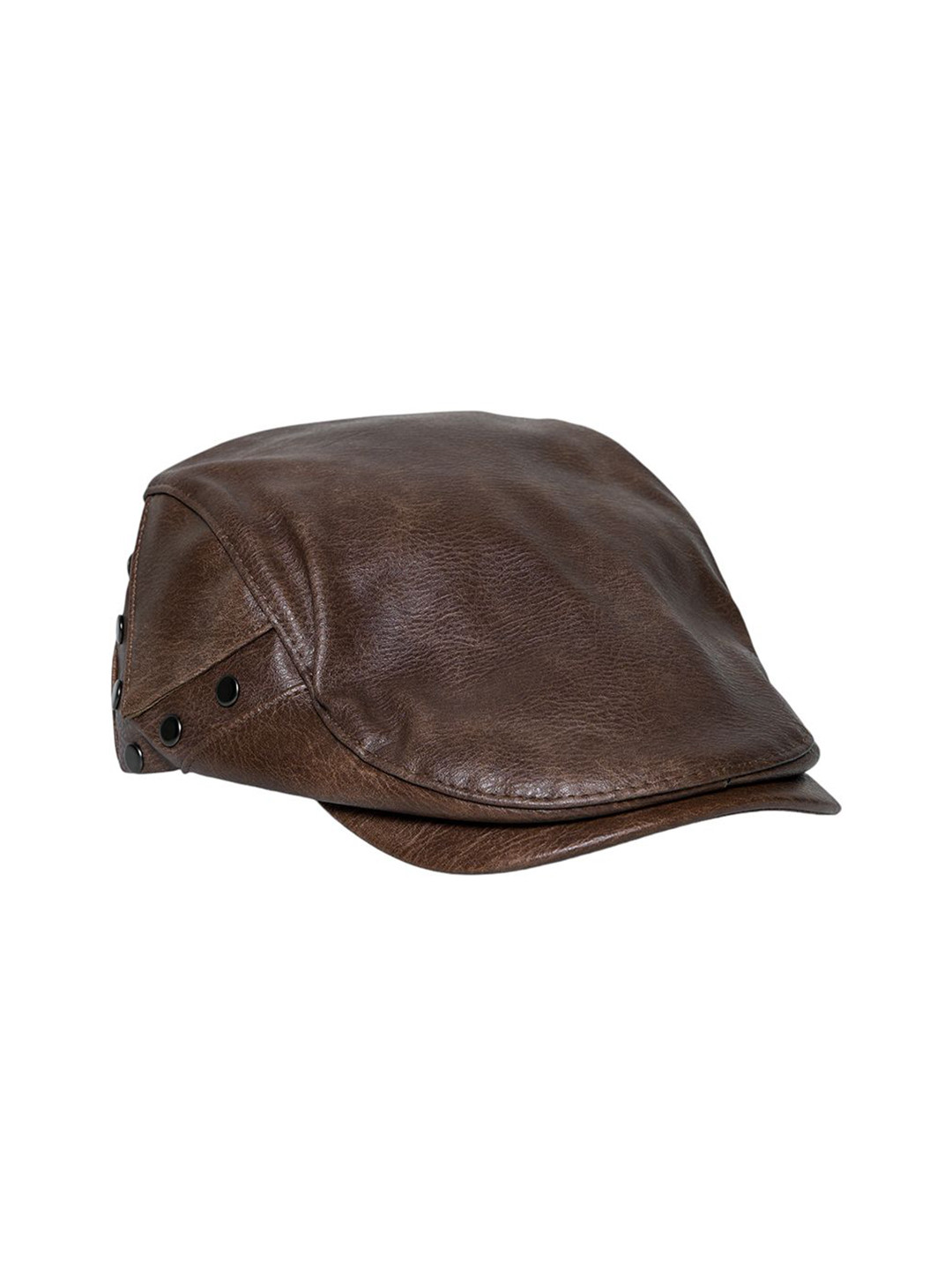 

CHOKORE Unisex Leather Ivy Ascot Cap with Rivet Detailing, Brown