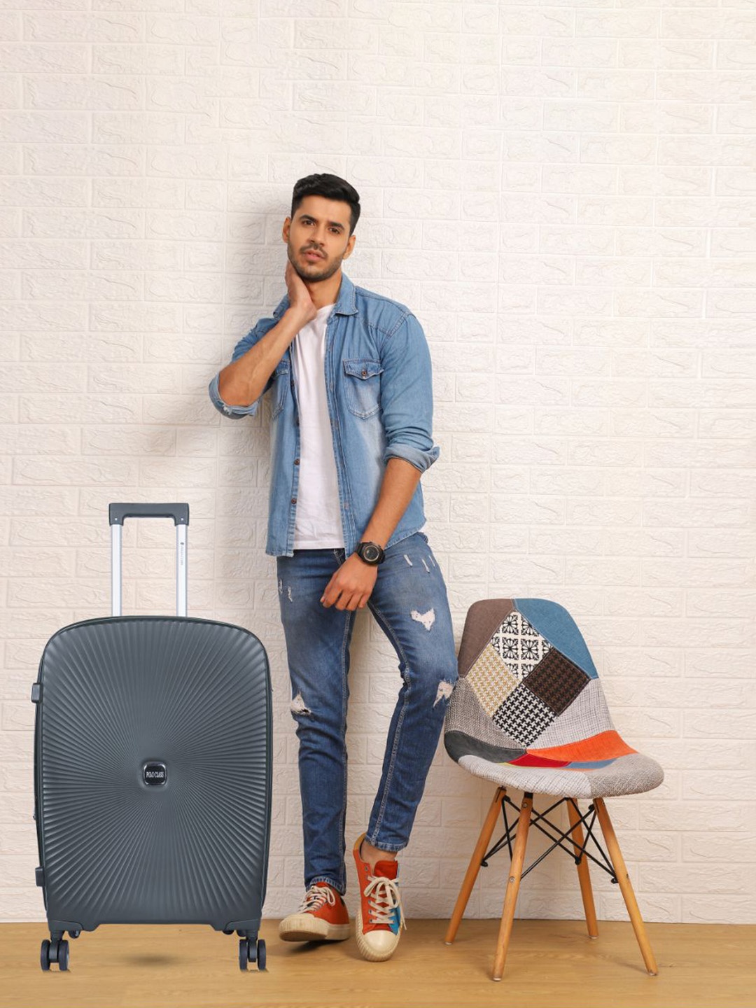 

Polo Class Set Of 2 Textured Hard-Sided Trolley Bag, Grey melange